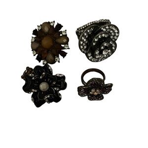 Multi-Color Statement Rings and Brooch Bundle